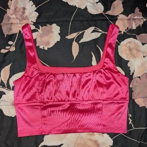 Forever 21 Hot Pink Satin Crop Top Medium